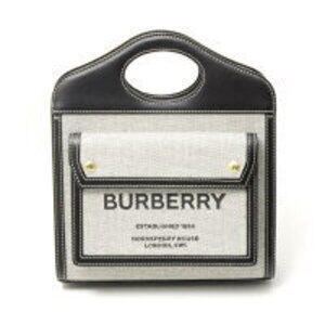 Burberry Pocket Bag Shoulder Handbag Leather Canvas Black Brown